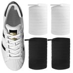 UamGlsob Adidas Gazelle Samba Superstars Grand Vl Court Spor Ayakkabıları için 2 Çift Kaykay Bağcıkları, 5/16" (8mm) Pamuk Düz Ayakkabı Bağcıkları Yedek İpler (Siyah+Beyaz, 54"/140cm)