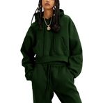UANEO Kadın 2 Parça Kıyafetler Eşofman Kapüşonlu Sweatshirt Jogger Setleri Salon Eşofman Takımı, Koyu Yeşil, XL