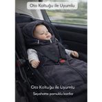 Ubeybi 4 Mevsim Bebek Arabası ve Ana Kucağı %100 Pamuklu Tulum (Footmuff) 0-12 Ay - Gri