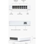 Ubiquiti USW-Lite-16-PoE , 16 Port Gigabit , 8 Port Poe+ Güç ( 60W) , Yönetilebilir , Plastiik Kasa , Switch