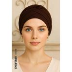Üç Bantlı Bone, Kahverengi Dış Bone Hazır Hijab Tesettür Sandy Kumaş