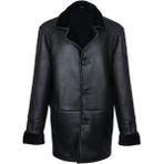 Üç Düğmeli Erkek Kürk Kaban - 01 Siyah - XL