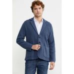 Üç Düğmeli Yünlü Triko Ceket - Indigo - XL