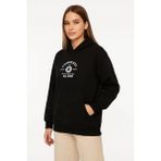 Üç İplik Kapşonlu ön ve Arka Baskılı SweatShirt hoodie- Siyah