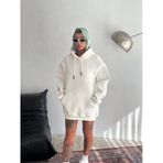 Üç İplik Penye Kapşonlu Basic SweatShirt - Beyaz