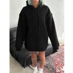Üç İplik Penye Kapşonlu Basic SweatShirt - Siyah
