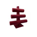 Üç Kademeli Süet Kumaş Bordo Renk 31/28 Cm Bileklik-Saat Sergileme Standı