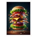 Üç Katlı Dev Hamburger Model Ahşap Tablo