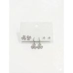 Üç Yaprak Çiçek Detaylı Altılı Küpe - Kp00560