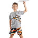 Uçak Erkek Çocuk Yazlık T-shirt Kamuflaj Şort Takım
