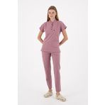 uçak iş giyim Pudra Pembe PETRA Premium Likralı Kumaş Alt Üst Doktor Hemşire Forma Takımı Scrubs Üniforma