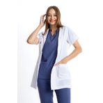 uçak iş giyim Terikoton (İNCE KUMAŞ) Tunik Boy, Kısa Kol, Kadın Eczacı, Doktor, Hemşire, Öğretmen Önlüğü