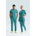 Uçak İş Giyim YEŞİL AMELİYATHANE PERSONEL FORMASI LİKRALI SCRUBS TAKIM (FROSTY SPRUCE) - Yeşil - 2XL