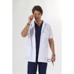 Uçak Medikal Beyaz Ara Boy, Kısa Kol, Klasik Yaka, Doktor Önlüğü - 3XL