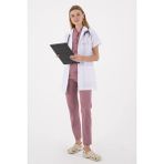 Uçak Medikal Beyaz Tunik Boy, Kısa Kol, Klasik Yaka, Doktor Önlüğü - 3XL