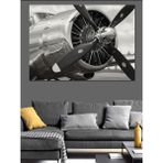 Uçak Pervane Motoru Dekoratif Kanvas - Mdf Ahşap Tablo - 100 X 140 Cm