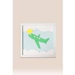 Uçak Temalı Katmanlı Mdf - Çocuk ve Bebek Odası Duvar Tablosu 33x33x2.5 Cm
