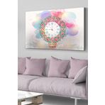 Uçan Balon Çiçekler Saatli Kanvas - Canvas Tablo