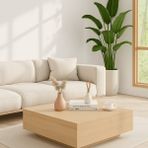Uçan Kare Orta Sehpa Yeni Nesil Modern Orta Sehpa Ahşap Safir Meşe Renk Desen