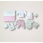 Uçan Kelebekler Nakışlı %100 Cotton Antibakteriyel 10LU Zıbın Takımı Hastane Çıkışı - Yenidoğan - Pembe