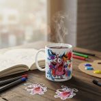 Uçan Kupa Cesur "courage The Cowardly Dog" Figürlü Graffiti Temalı Tasarım Kupa - 001 - Beyaz - 325 ml