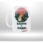 Uçan Kupa Kamp-Doğa Temalı "kahve ve Kamp Gerçek Huzur" Yazılı Retro Tasarım Kupa - 001 - Beyaz - 1 Adet