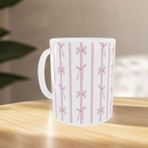 Uçan Kupa Pembe Fiyonk Desenli Sevgililer Günü Özel Tasarım Kupa