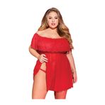 Üçay Butik 2056 Battal Beden Gecelik KIRMIZI 4XL