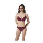 Üçay Butik 302 Balenli Destekli Sütyen Takım Bordo 85