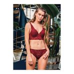 Üçay Butik 313 Balenli Desteksiz Sütyen Takım Bordo 85