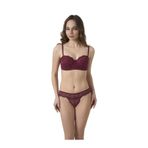 Üçay Butik 805 Balenli Desteksiz Sütyen Takım Bordo 85