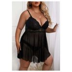 Üçay Butik Battal Beden Fantazi Gecelik Siyah 2XL/3XL
