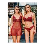 Üçay Butik Büşra 1232 Balenli Destekli 3lü Sütyen Takım BORDO Bordo 80