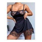 Üçay Butik Siyah Dantel Detaylı Fantezi Gecelik - Balconette Siluet Şık Gecelik Siyah L/XL