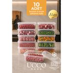 UCCO 1000 ml Kurban Bayramı Seti Mikrodalga Buzluk Saklama Kabı - 10 Adet- Et, Kıyma, Sebze, Meyve Buzluk Buzdolabı Organizeri