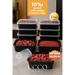 UCCO 1000 ml Kurban Bayramı Seti Mikrodalga Buzluk Saklama Kabı - 10 Adet- Et Suyu, Kemik Suyu Buzdolabı Organizeri