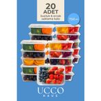UCCO 20 Adet 750ml Saklama Kabı Seti – Plastik Buzluk, Erzak, Yemek Hazırlık & Mutfak Düzenleme Kutuları