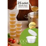 UCCO 25 Adet 120 ml Sızdırmaz Kapaklı Sosluk Buzluk Saklama Kabı, Et Suyu, Kemik Suyu Mutfak Organizeri