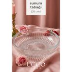 Ucco 26 cm Büyük Boy Cam Salata Servis Kasesi Lüks Sunum Tabağı - Şık Sunumluk Tabak Manila