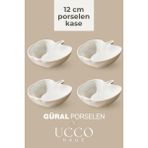 Ucco 4 Adet Porselen Kase Çerezlik Kahvaltılık Meyve Tabağı Tatlı Sunum Tabağı 12 cm Kahvaltılık Tabak - Beyaz