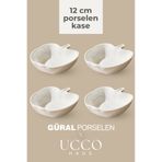 UCCO 4 ADET Porselen Kase Çerezlik Kahvaltılık Meyve Tabağı Tatlı Sunum Tabağı 12 cm Kahvaltılık Tabak