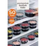 UCCO 50'li 250 ml Kıyma Et Sos Kemik Suyu Sebze Saklama Kabı Sızdırmaz Mikrodalga Buzluk Düzenleyici