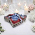 Uc&da 15 Adet Gül Şeklinde Mavi Beyaz Dekoratif Mum - Düğün, Nişan, Baby Shower ve Özel Gün Hediyeliği - Mavi gül