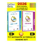 Üçdortbeş 2026 2026 Tyt Matematik-Türkçe Deneme Seti 10-22 Adet Kolay Orta Zor Seviye