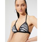 Üçgen Bikini Üstü Zebra Desenli Kaplı Boyundan Bağlamalı