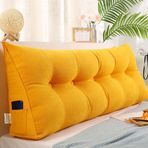 Üçgen Kama Okuma Yastığı, Yataklar ve Kanepeler için Büyük Sırtlık Yastığı, Yıkanabilir Kılıflı Çift Taraflı Destek 150x50x20 cm Sarı Konfor ve Destek için Mükemmel