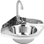 Üçgen Paslanmaz Çelik Köşe Evye Duvara Monte Karavanlar, Karavanlar, Tekneler ve Mutfaklar için Yer Tasarruflu Tasarım 26 cm (10,2 inç)