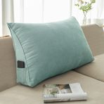 Üçgen yatak başı okuma yastığı, 90 x 50 x 20 cm, mavi bel desteği yastığı, çekyat, ofis için, sırt desteği, rahatlama ve konfor için ideal