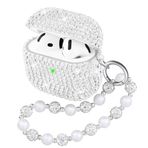 Ucharmbead AirPods 4 Kılıf ile Uyumlu AirPods 4. Nesil Koruyucu Glitter Elmas Yapay Elmas Gümüş Kılıf Kadınlar için Lüks Parlayan Anahtarlık ile