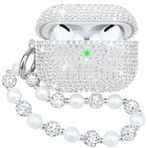 Ucharmbead AirPods Pro 2 Kılıf ile Uyumlu Koruyucu Glitter Elmas Yapay Elmas Gümüş Kılıf AirPods Pro 2. Nesil Kadınlar için Lüks Parlayan Anahtarlık ile